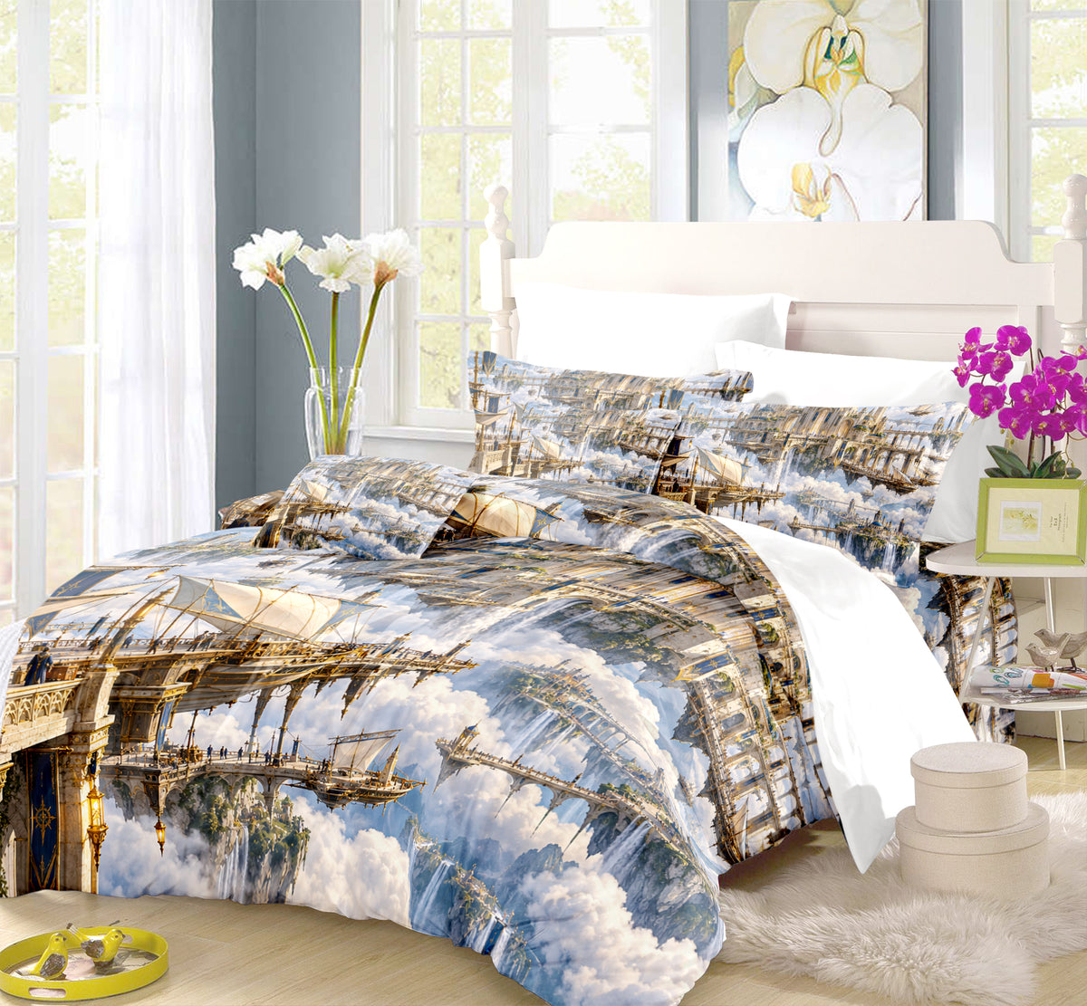 Floating Sky Kingdom Duvet Cover Set - Print 36