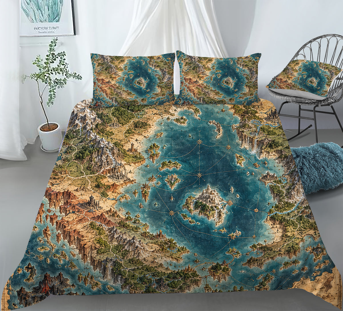 Fantasy World Map Duvet Cover Set - Print 3