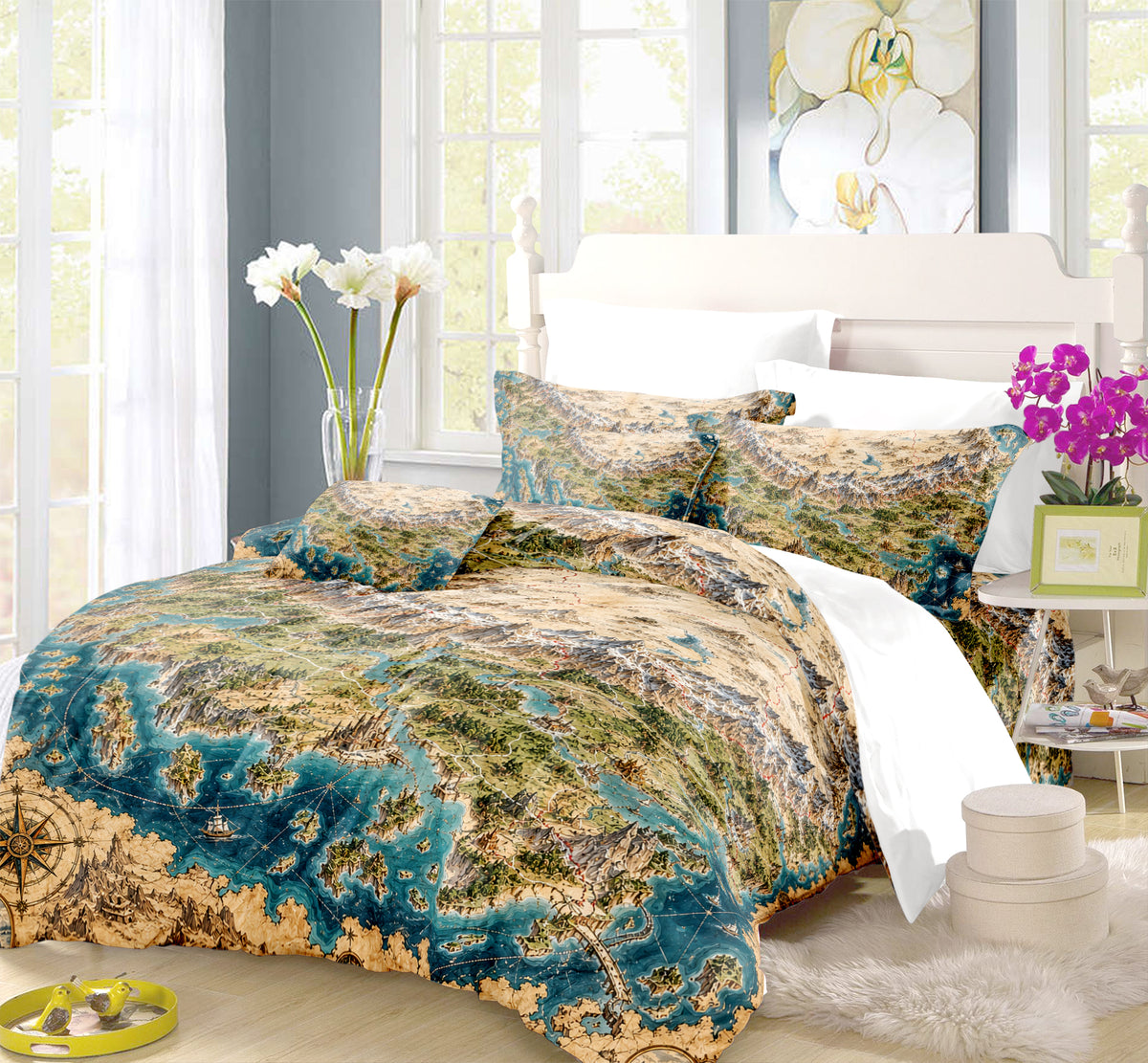 Fantasy World Map Duvet Cover Set - Print 12