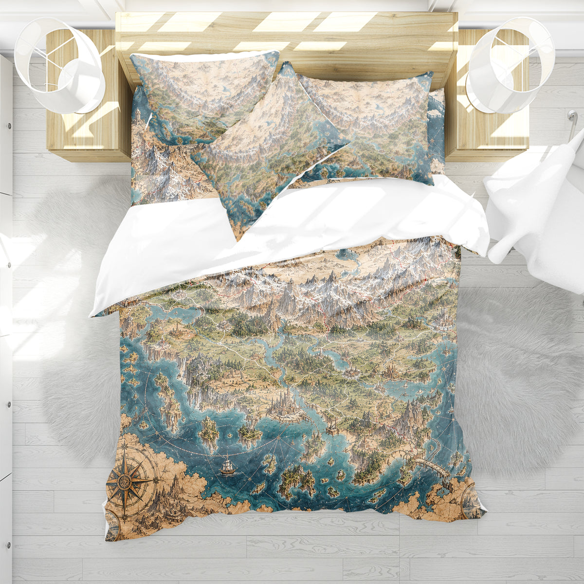 Fantasy World Map Duvet Cover Set - Print 11