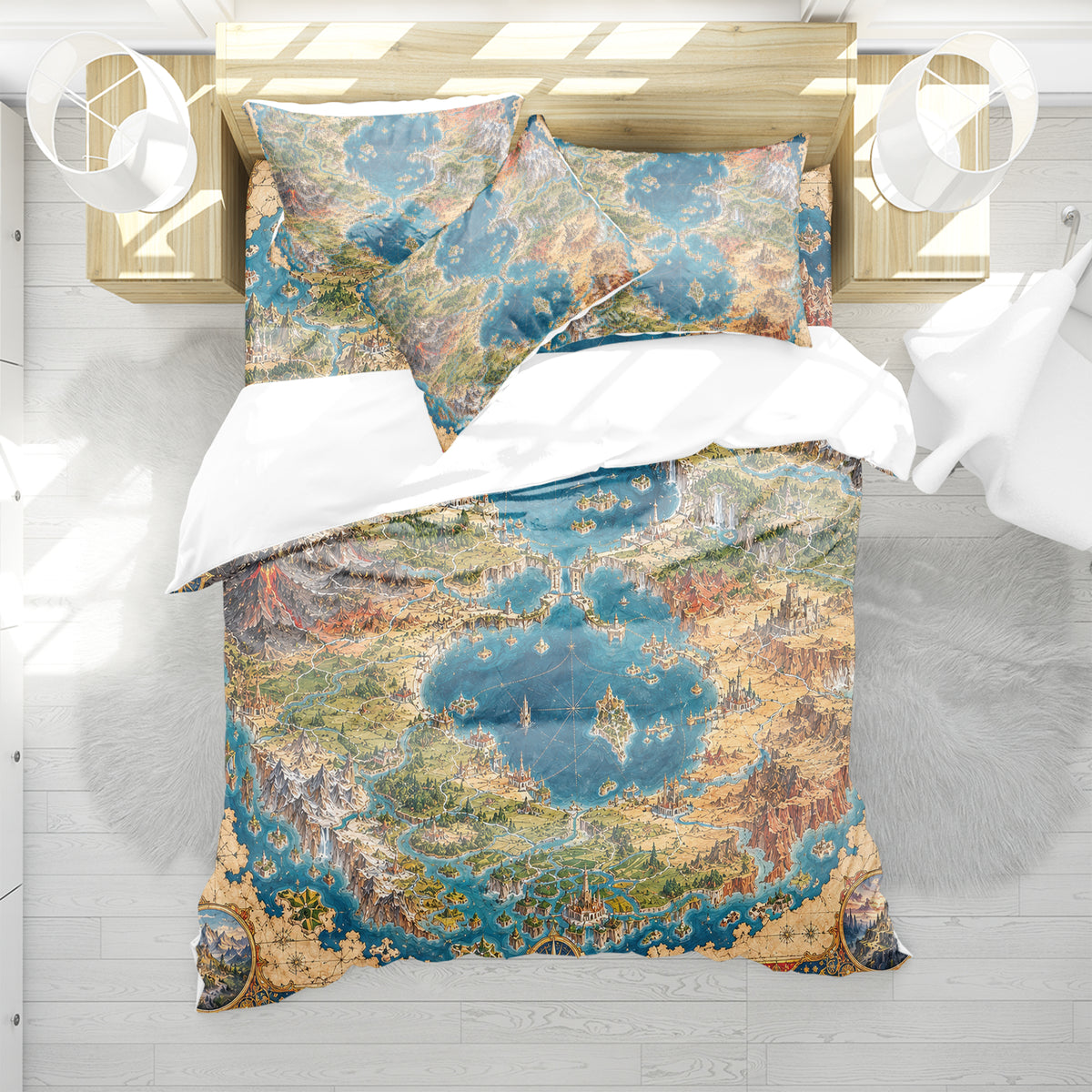 Fantasy World Map Duvet Cover Set - Print 17
