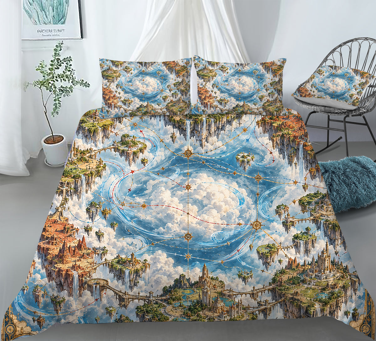 Fantasy World Map Duvet Cover Set - Print 21