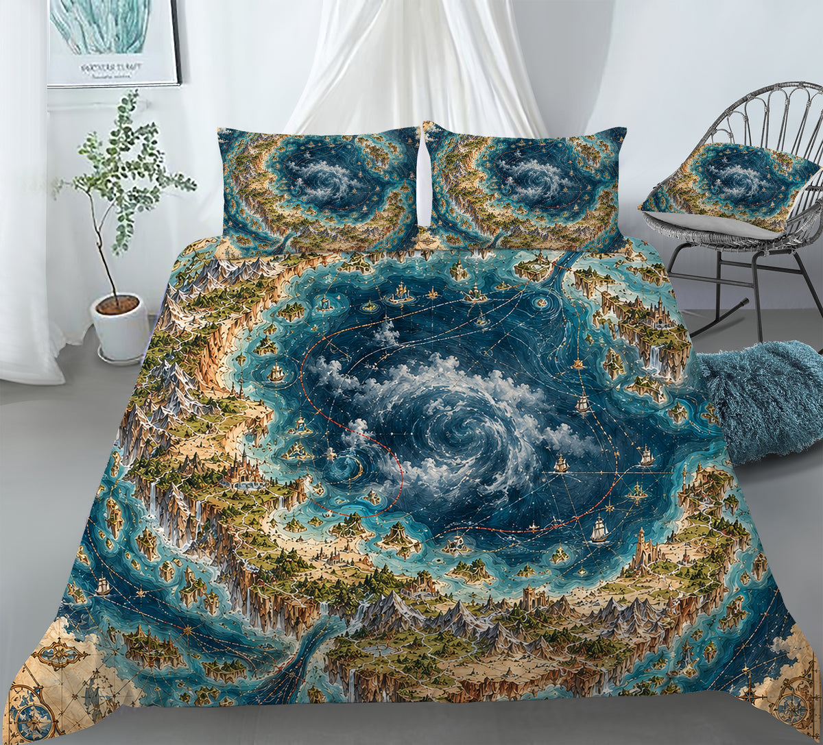 Fantasy World Map Duvet Cover Set - Print 27