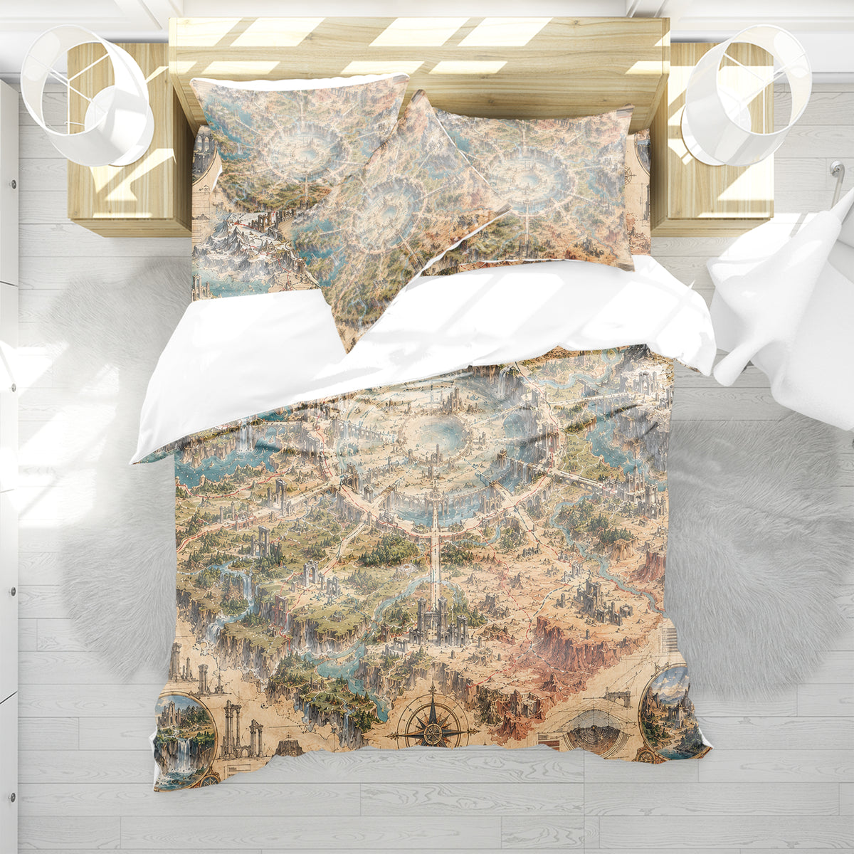 Fantasy World Map Duvet Cover Set - Print 35