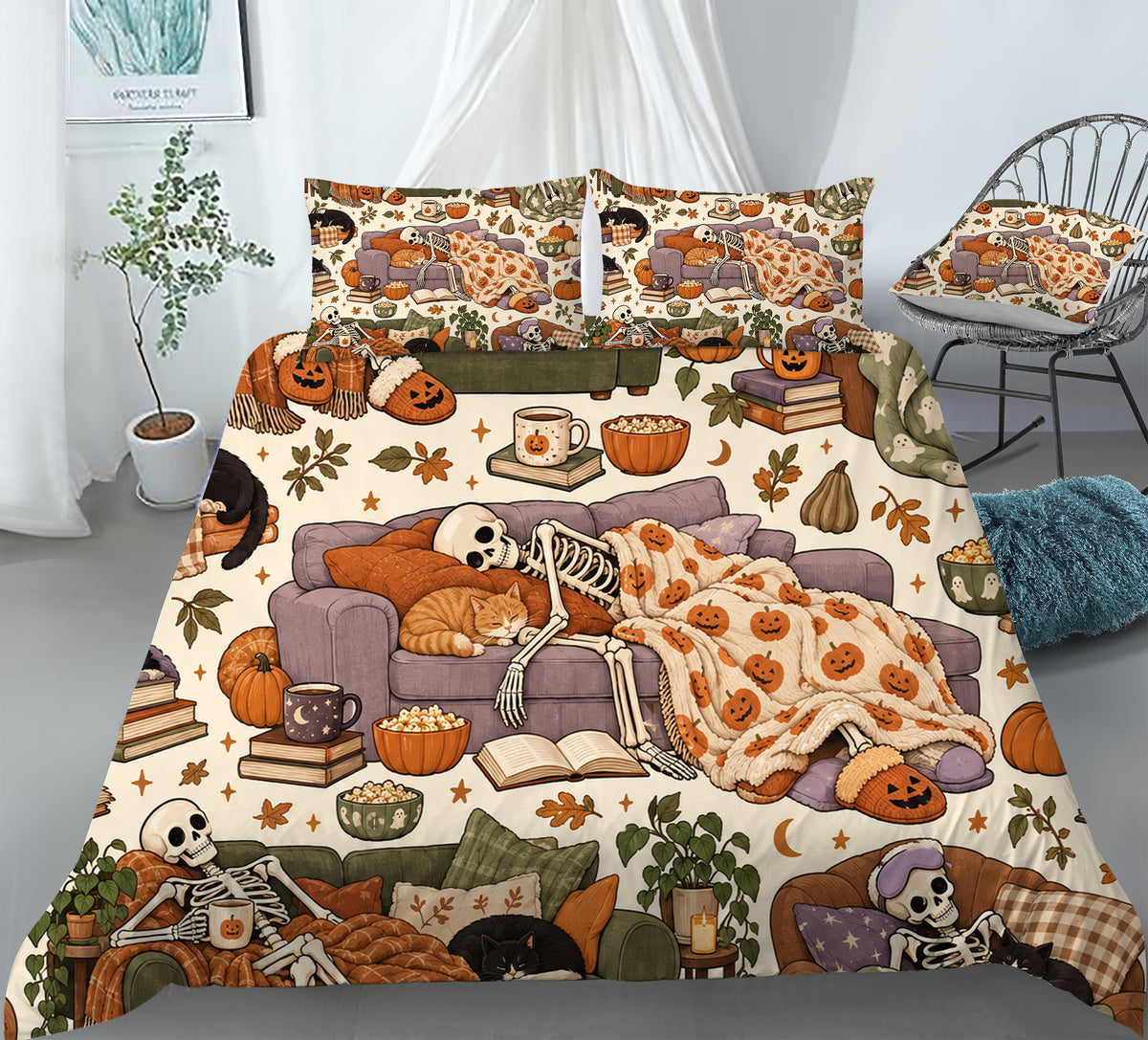 Skeleton Duvet Cover Set - Print 27
