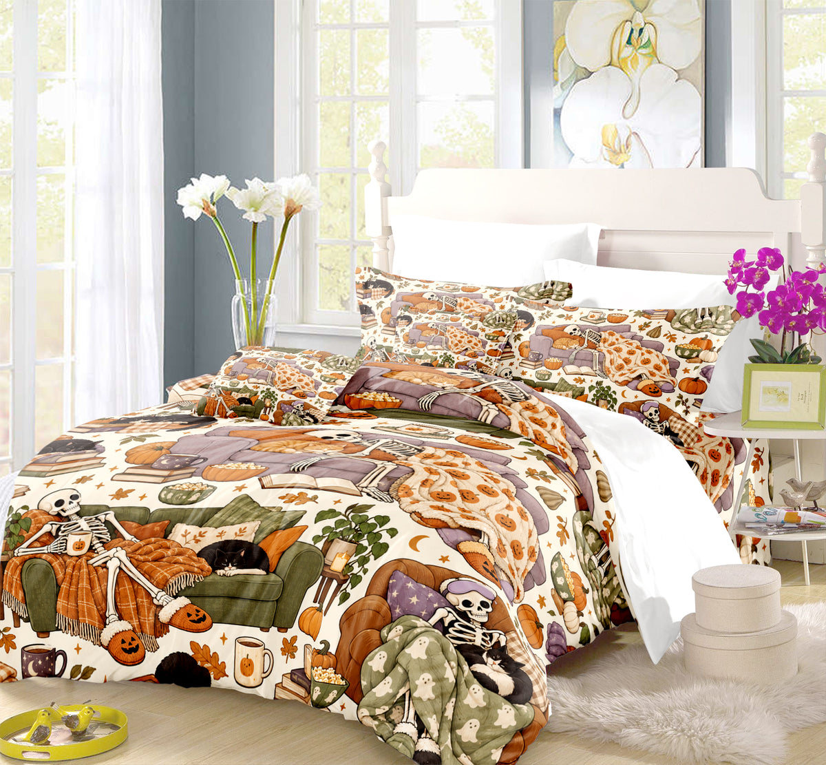 Skeleton Duvet Cover Set - Print 30