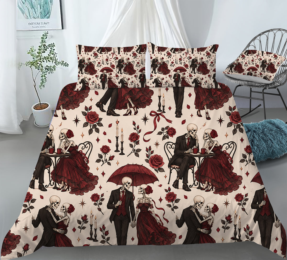 Skeleton Duvet Cover Set - Print 33