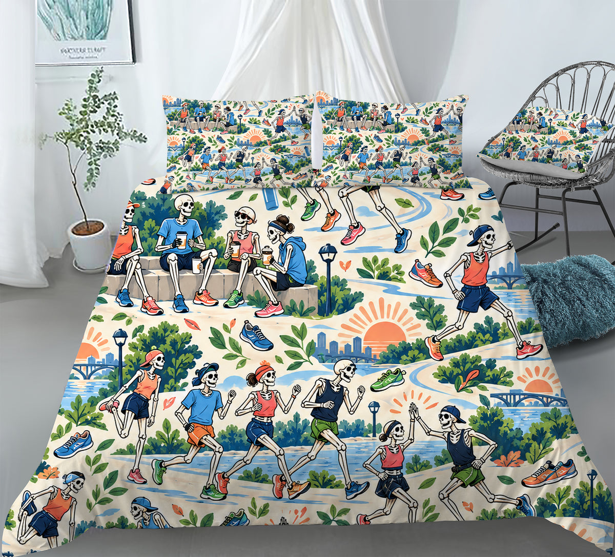 Skeleton Active Life Duvet Cover Set - Print 15