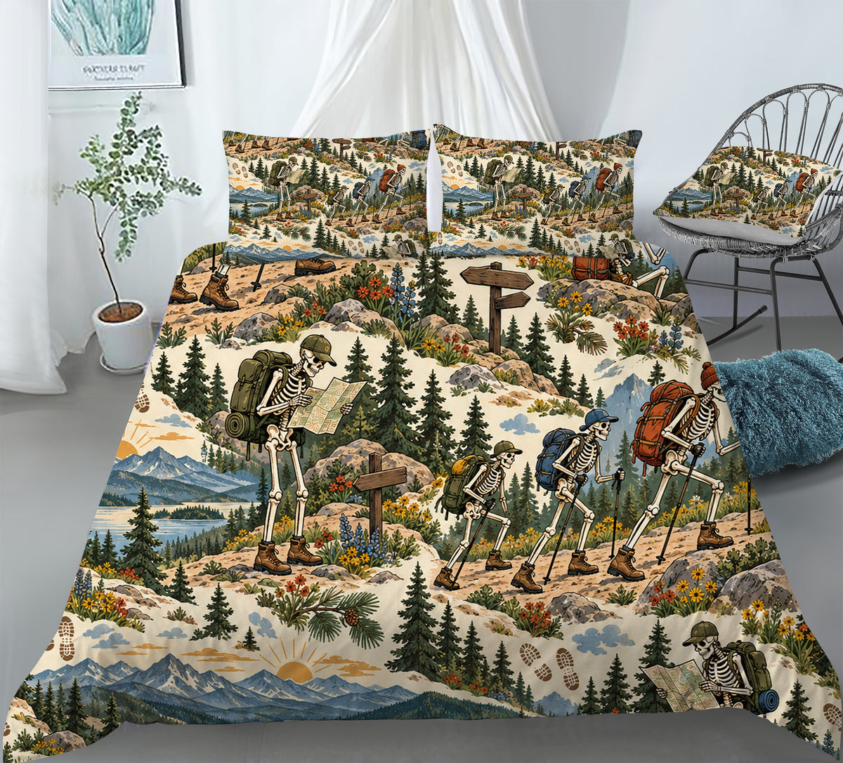 Skeleton Active Life Duvet Cover Set - Print 27