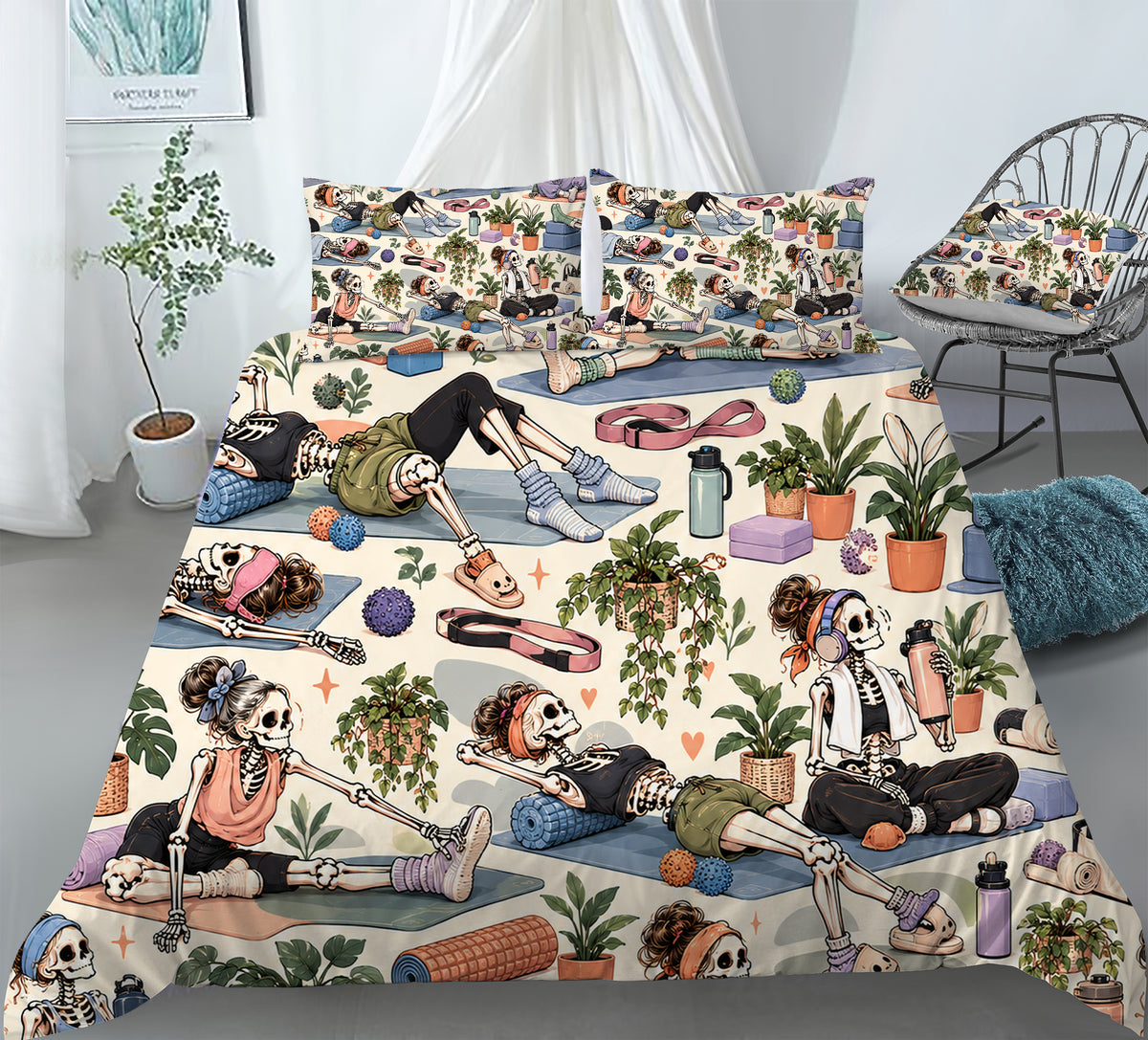 Skeleton Active Life Duvet Cover Set - Print 33