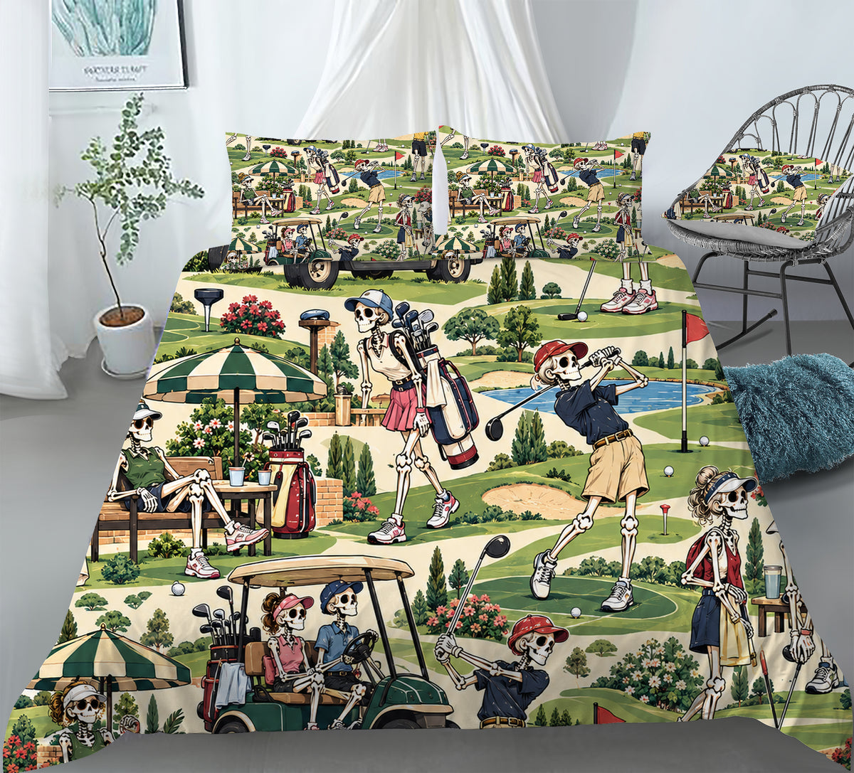 Skeleton Lifestyle Sports Duvet Cover Set - Print 3