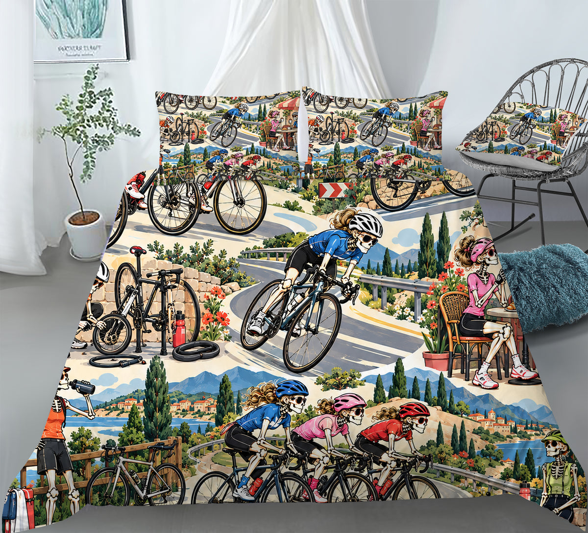 Skeleton Lifestyle Sports Duvet Cover Set - Print 15
