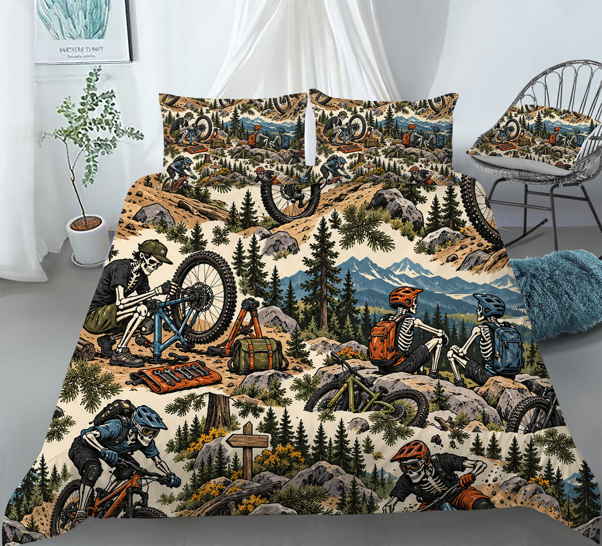 Skeleton Lifestyle Sports Duvet Cover Set - Print 21