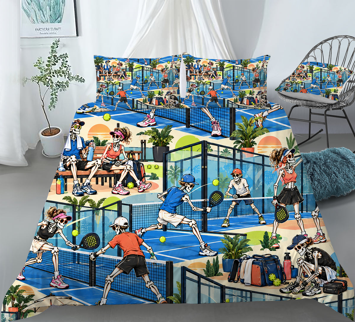 Skeleton Lifestyle Sports Duvet Cover Set - Print 33