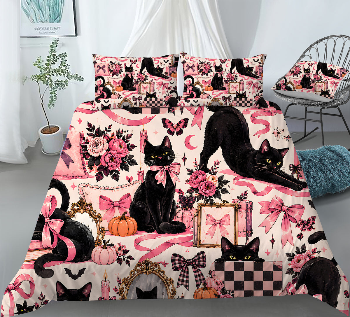 Black Cat Duvet Cover Set - Print 3