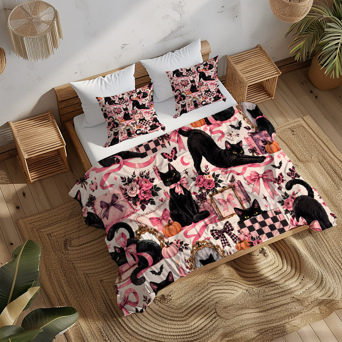 Black Cat Duvet Cover Set - Print 2