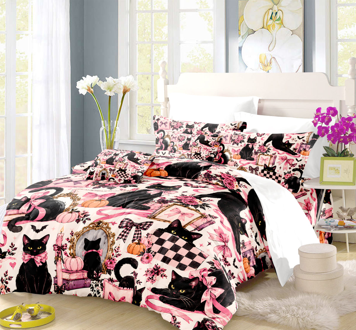 Black Cat Duvet Cover Set - Print 6