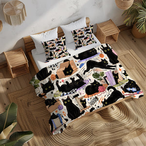 Black Cat Duvet Cover Set - Print 8