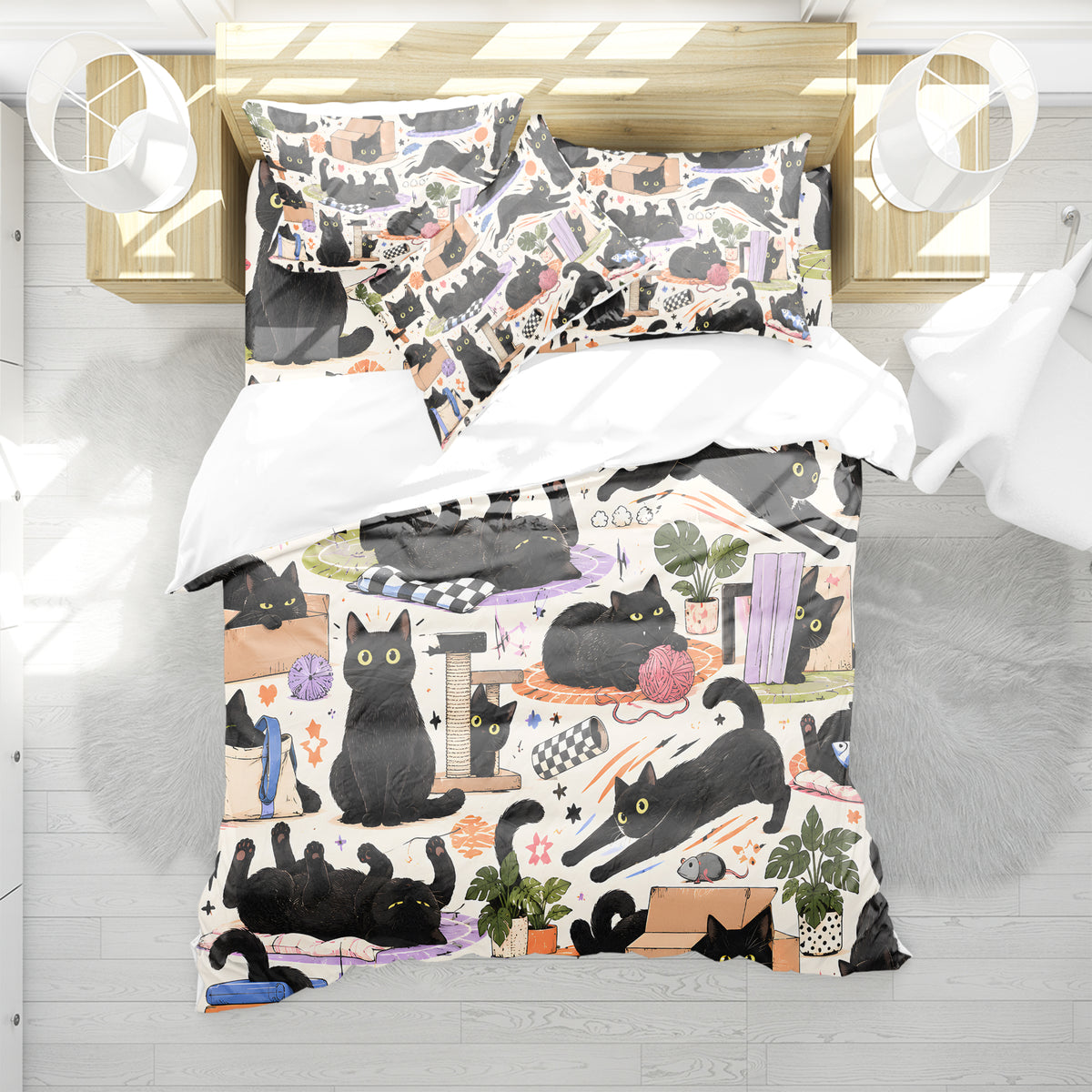 Black Cat Duvet Cover Set - Print 11