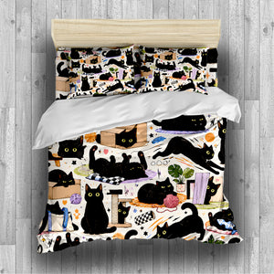 Black Cat Duvet Cover Set - Print 7