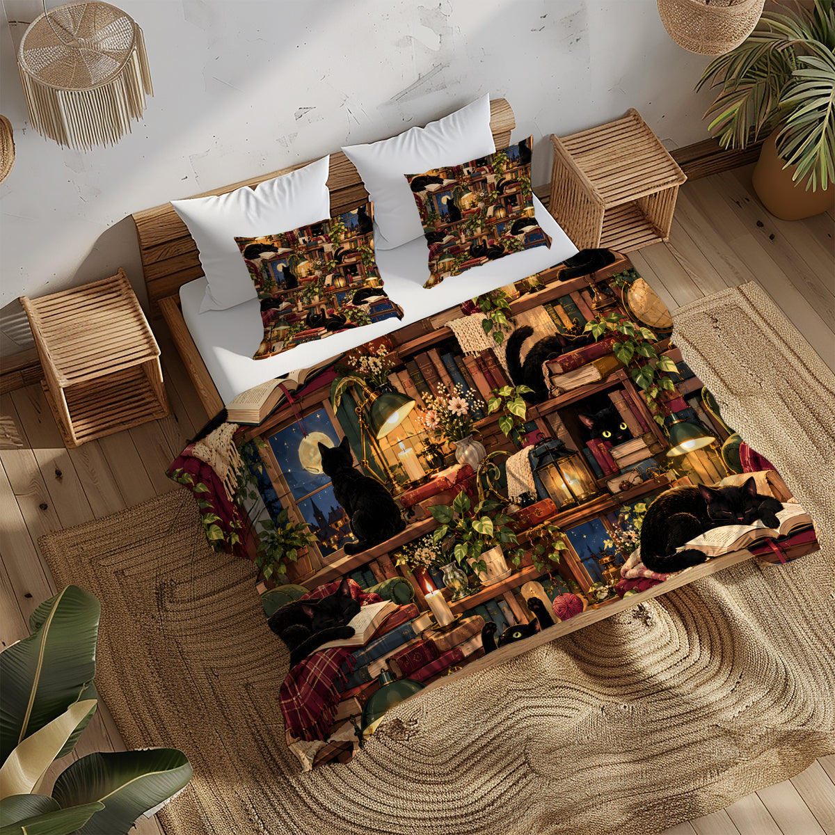 Black Cat Duvet Cover Set - Print 14