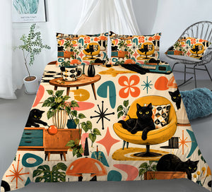 Black Cat Duvet Cover Set - Print 21