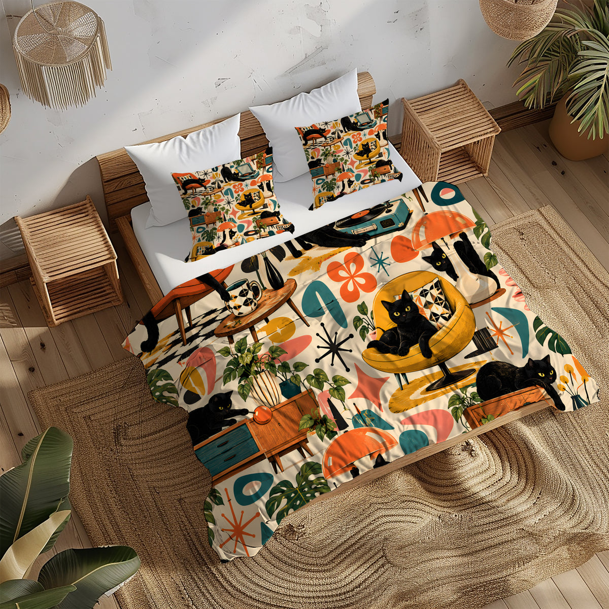 Black Cat Duvet Cover Set - Print 20