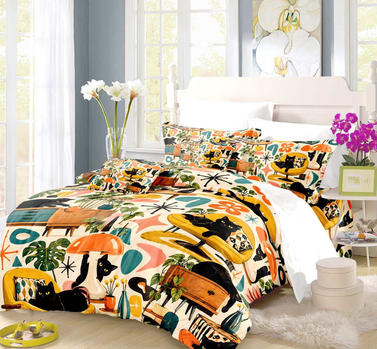 Black Cat Duvet Cover Set - Print 24