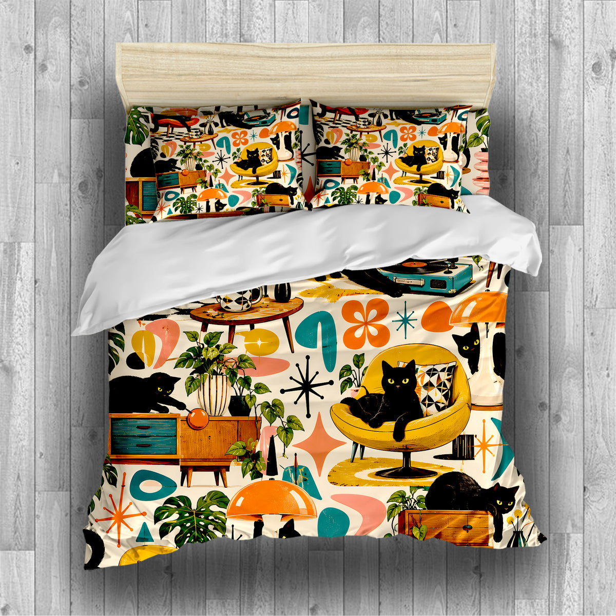 Black Cat Duvet Cover Set - Print 19