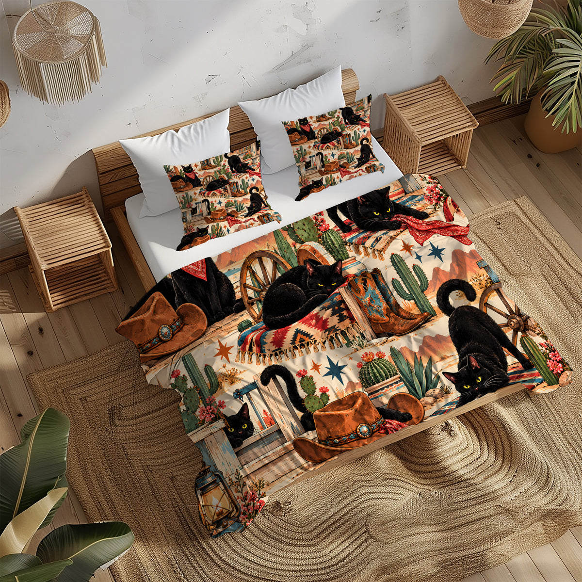 Black Cat Duvet Cover Set - Print 26
