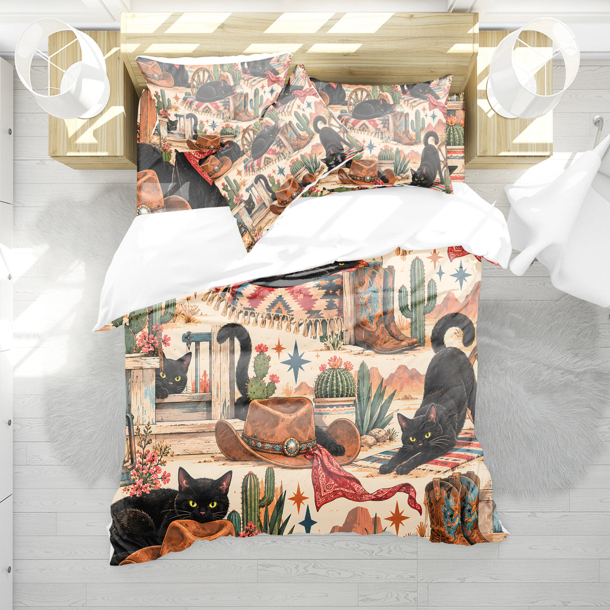 Black Cat Duvet Cover Set - Print 29