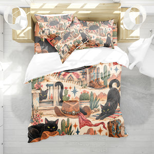 Black Cat Duvet Cover Set - Print 29