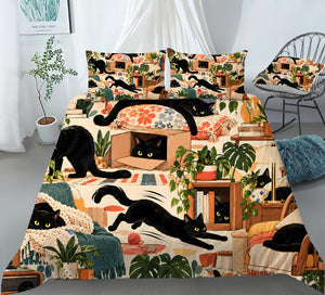 Black Cat Duvet Cover Set - Print 33