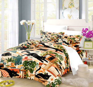 Black Cat Duvet Cover Set - Print 36