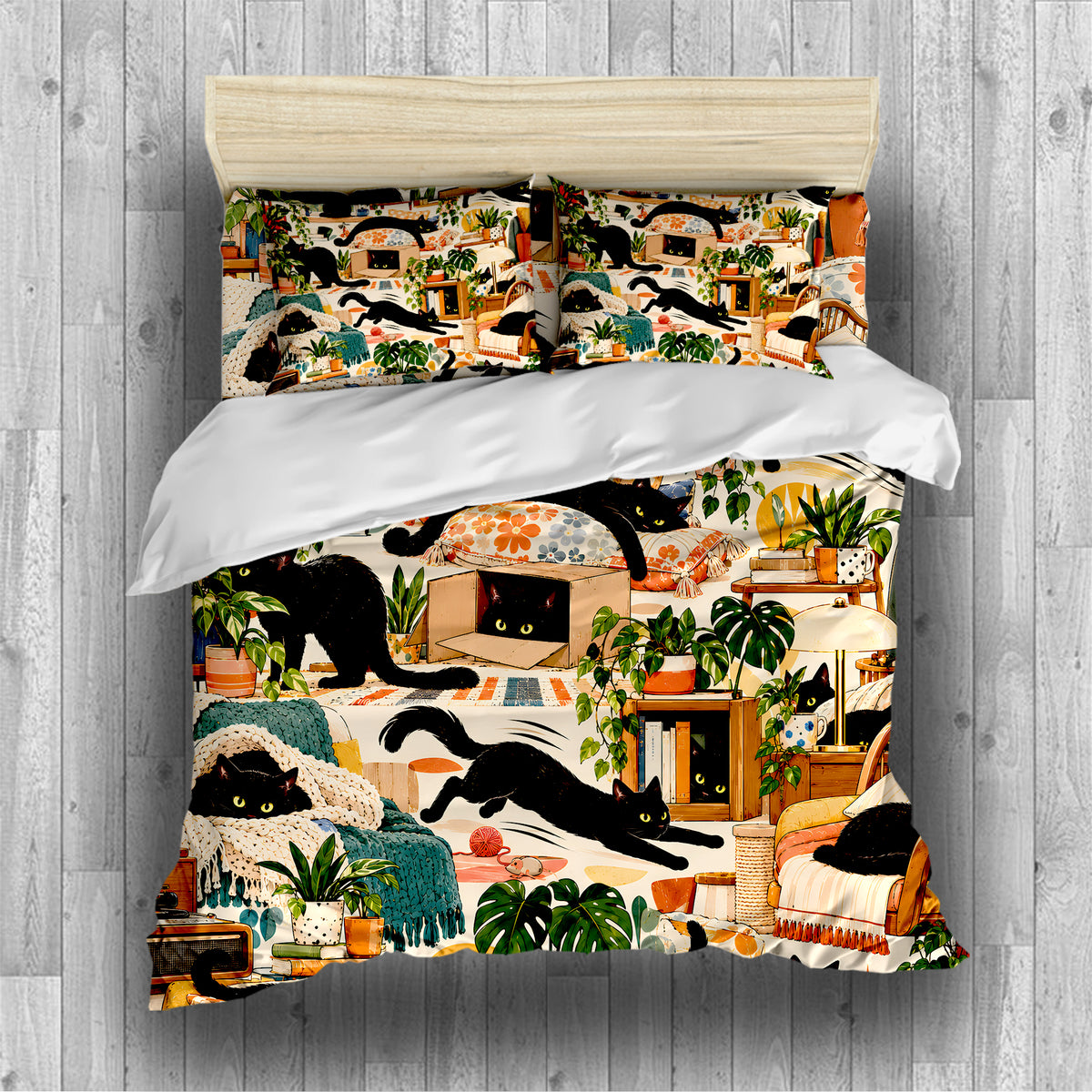 Black Cat Duvet Cover Set - Print 31
