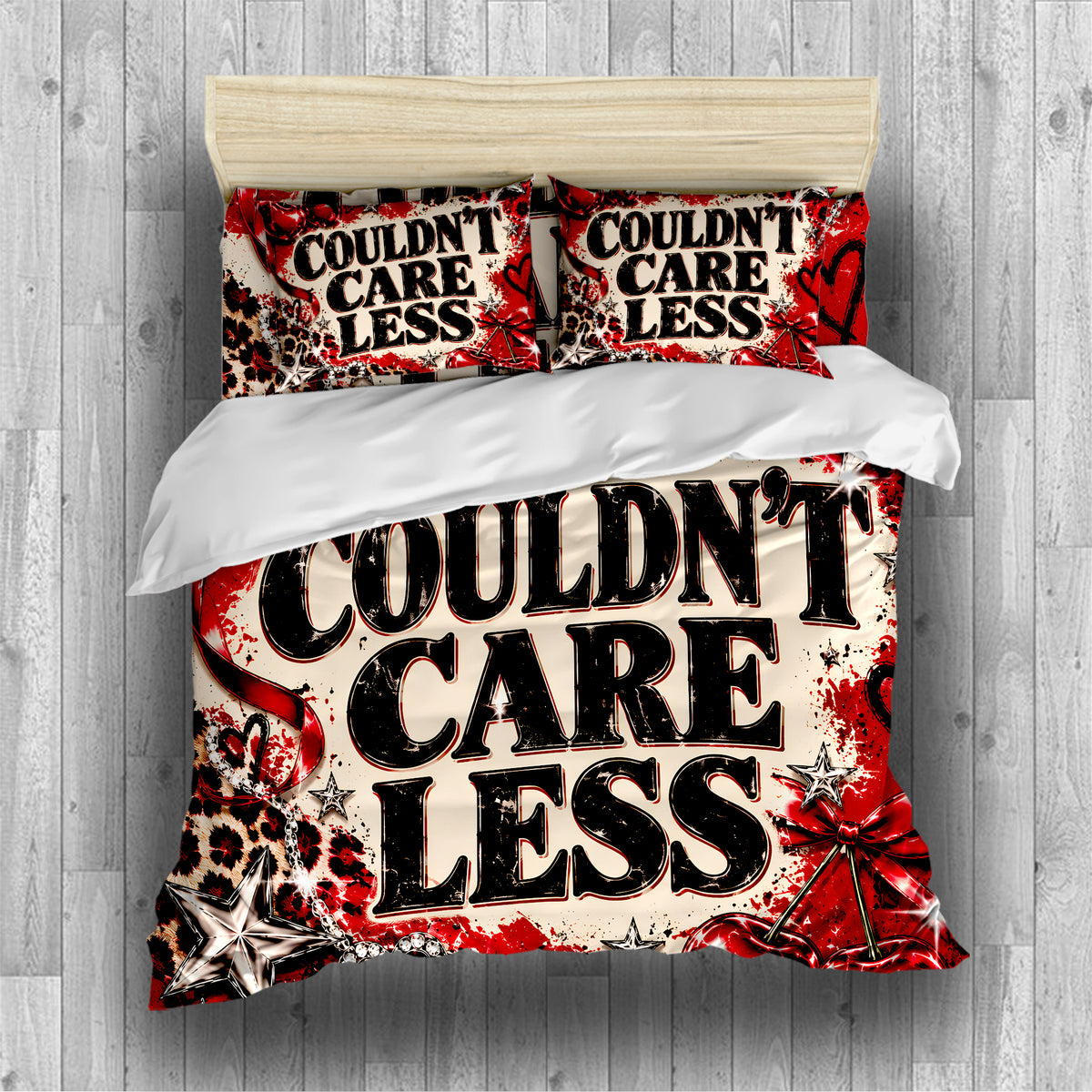 COULDN'T CARE LESS Duvet Cover Set - Print 13