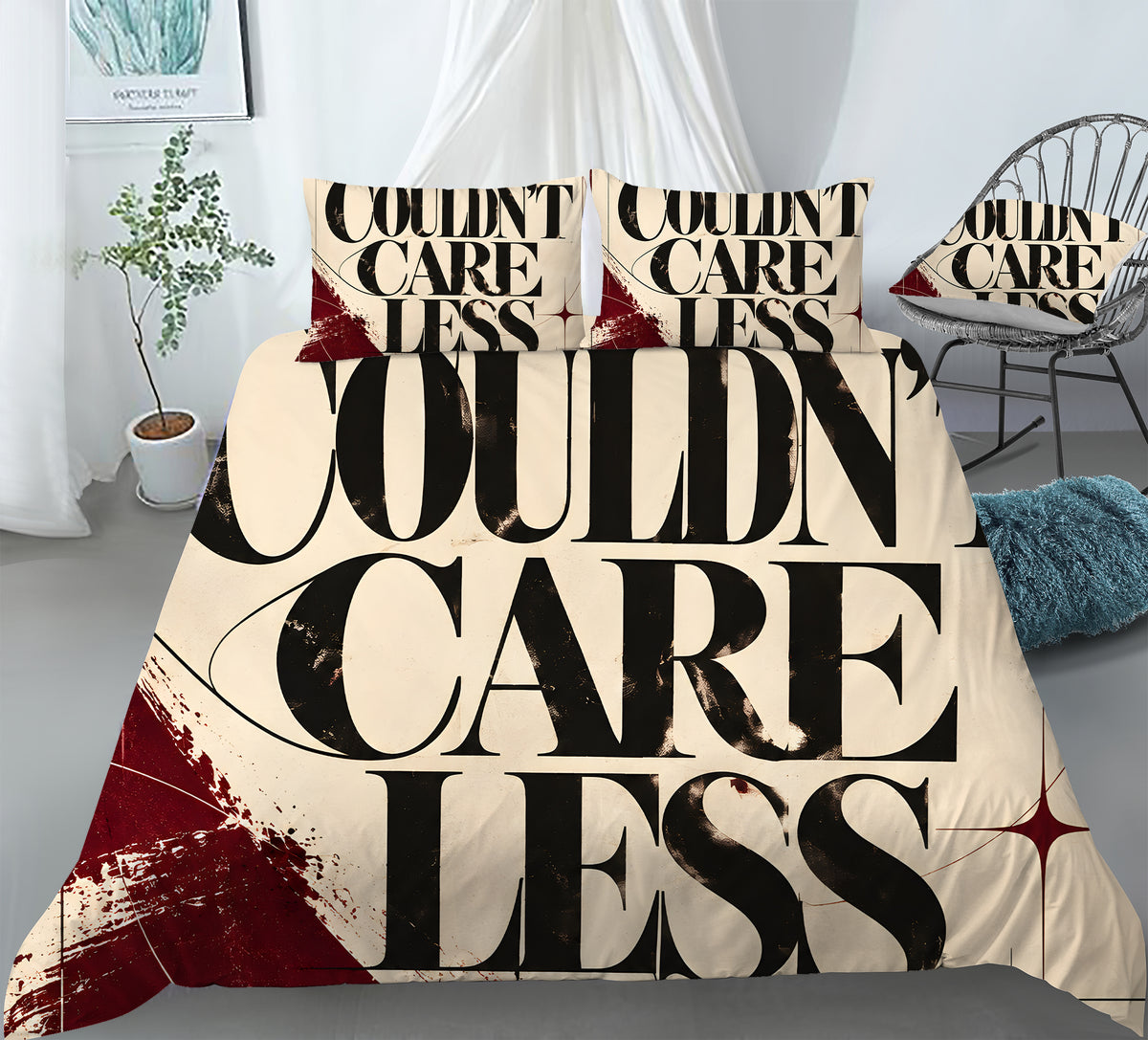 COULDN'T CARE LESS Duvet Cover Set - Print 21