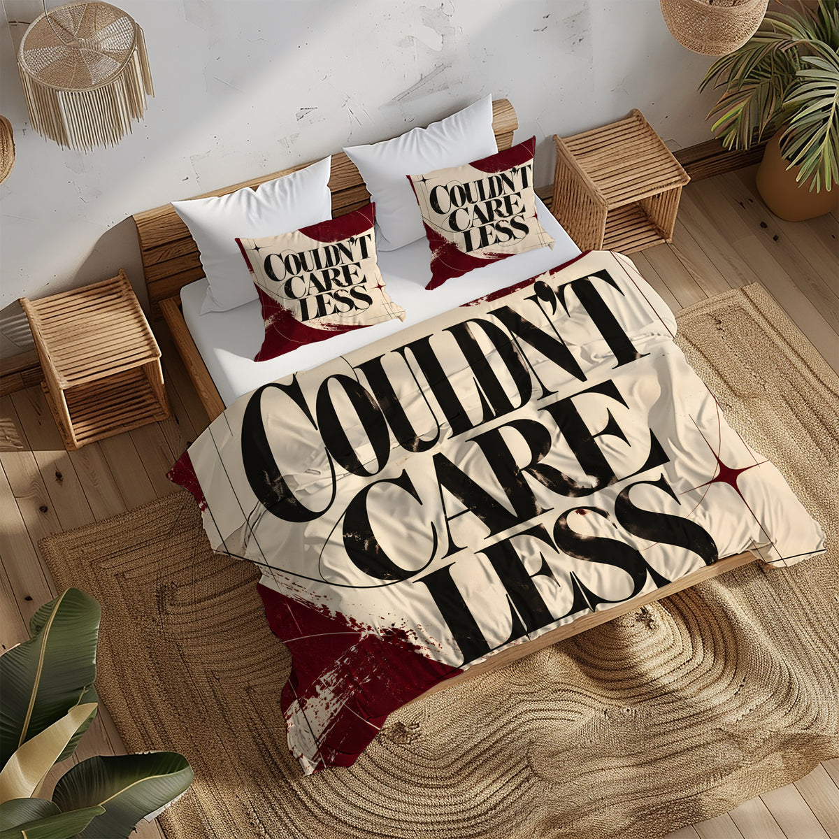 COULDN'T CARE LESS Duvet Cover Set - Print 20