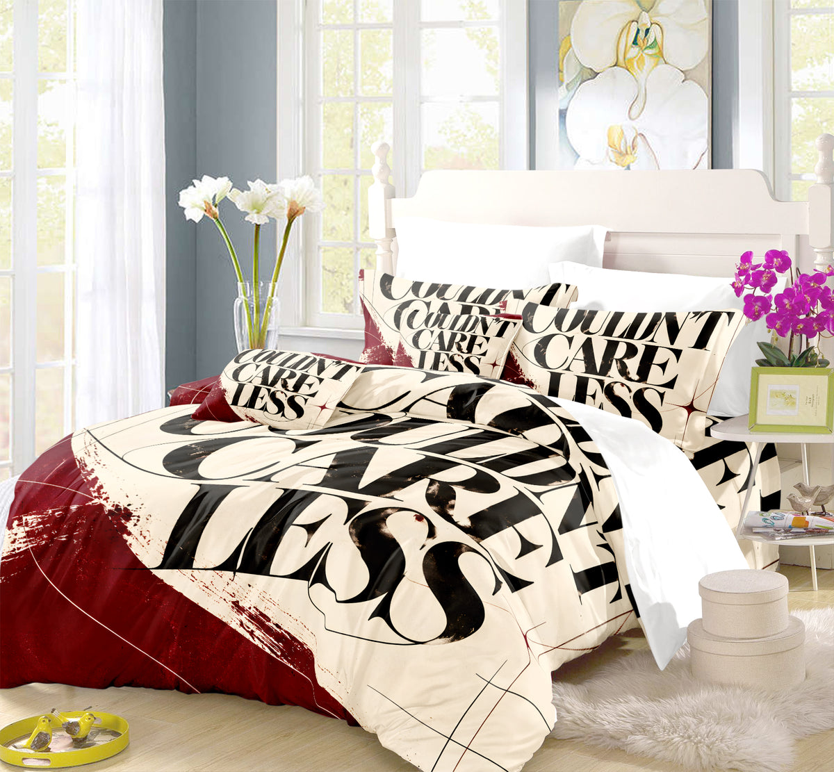 COULDN'T CARE LESS Duvet Cover Set - Print 24