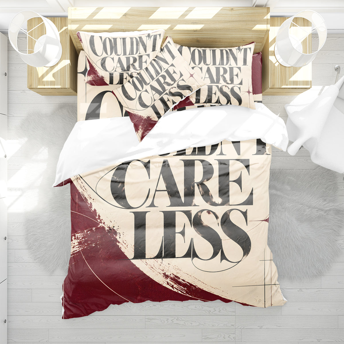 COULDN'T CARE LESS Duvet Cover Set - Print 23
