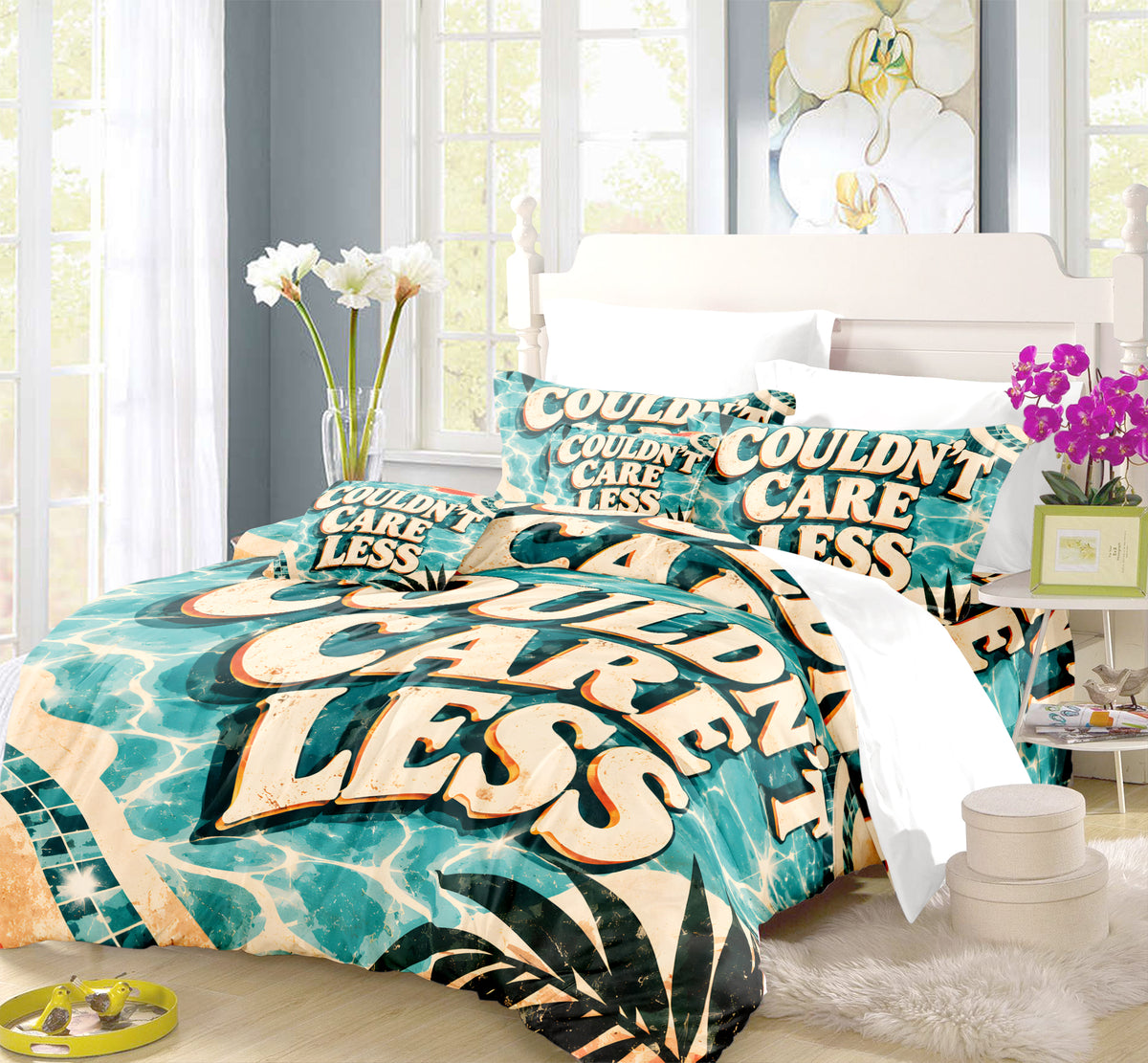 COULDN'T CARE LESS Duvet Cover Set - Print 30
