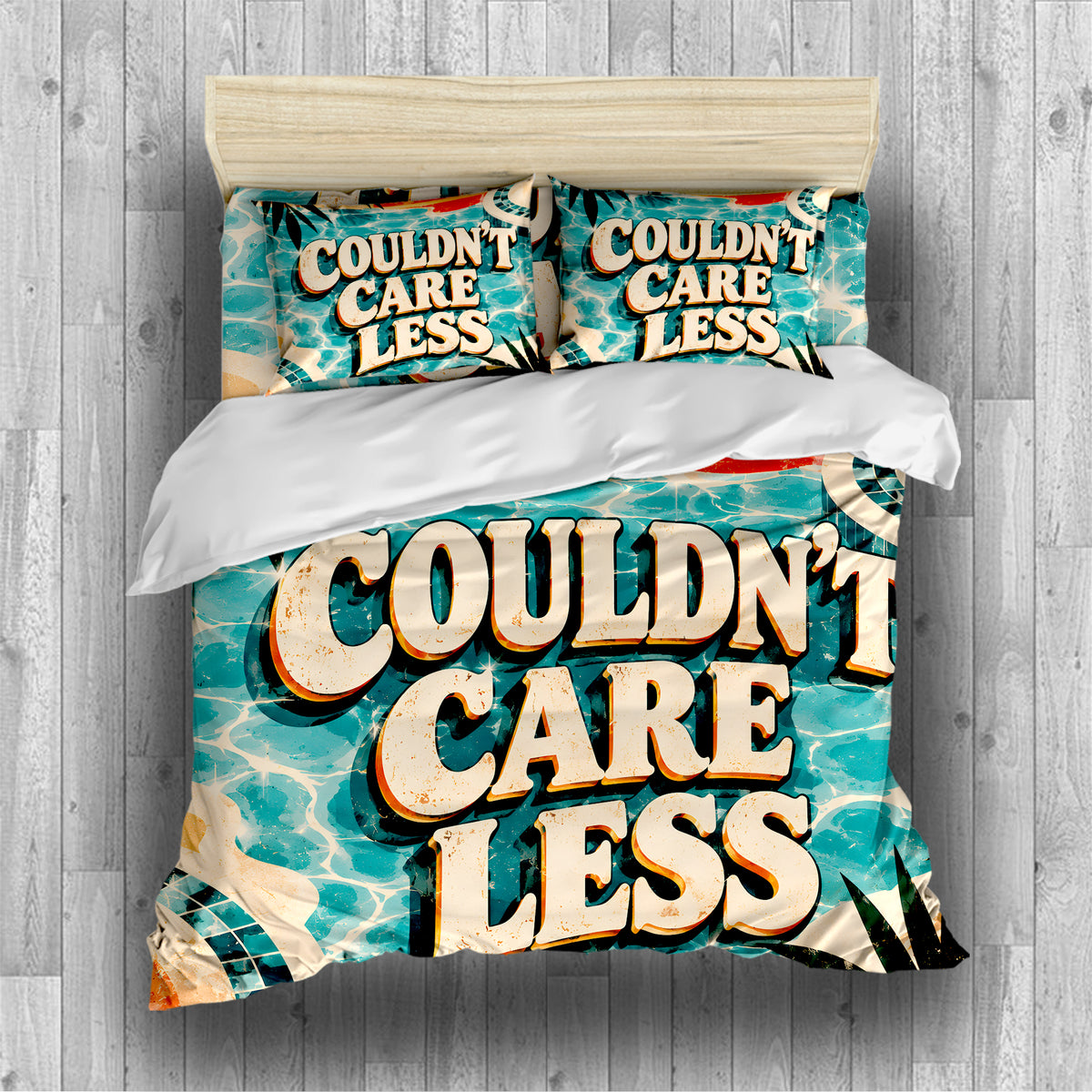 COULDN'T CARE LESS Duvet Cover Set - Print 25