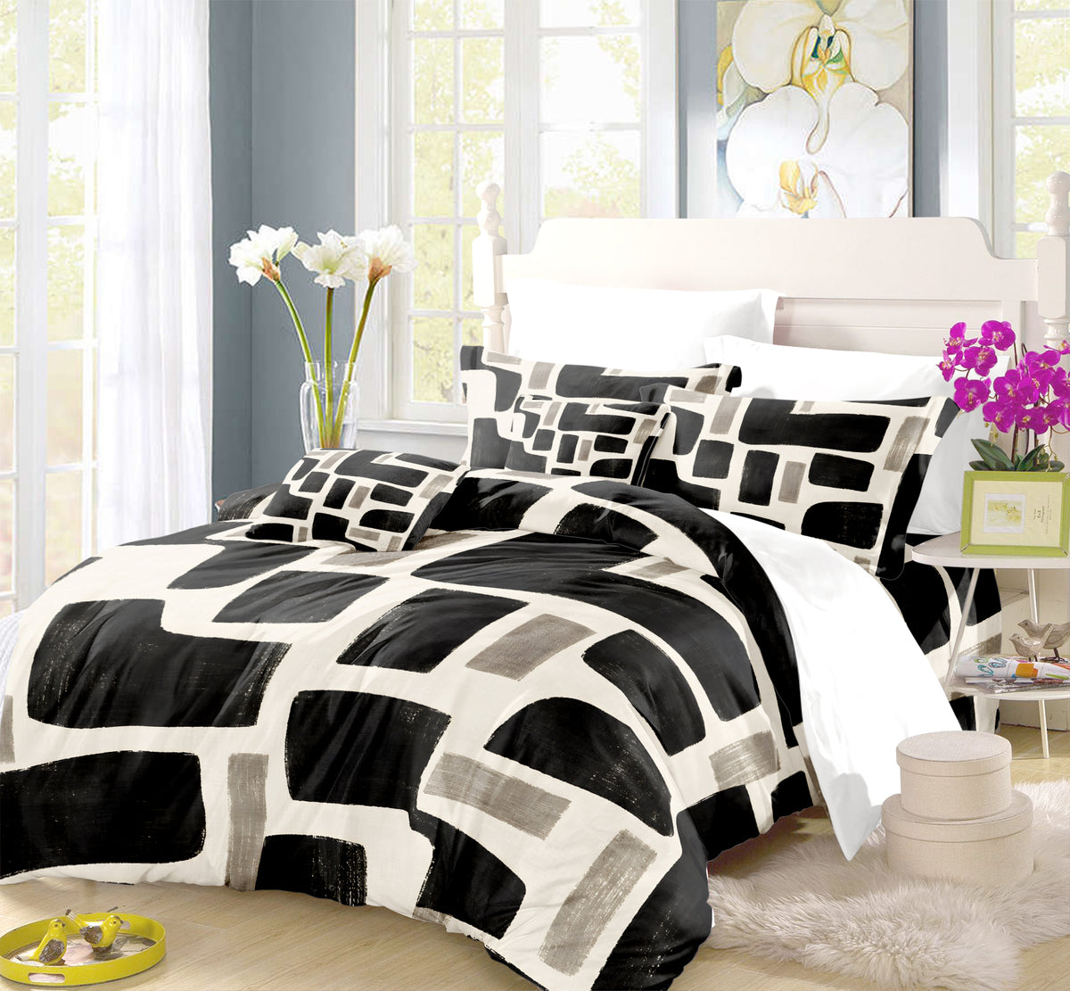 Contemporary Earth & Loom Geometry Duvet Cover Set - Print 6