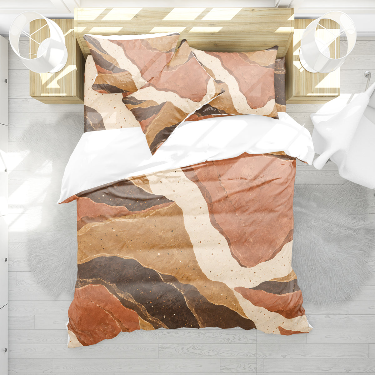 Contemporary Earth & Loom Geometry Duvet Cover Set - Print 17