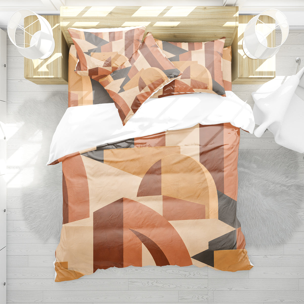 Contemporary Earth & Loom Geometry Duvet Cover Set - Print 29