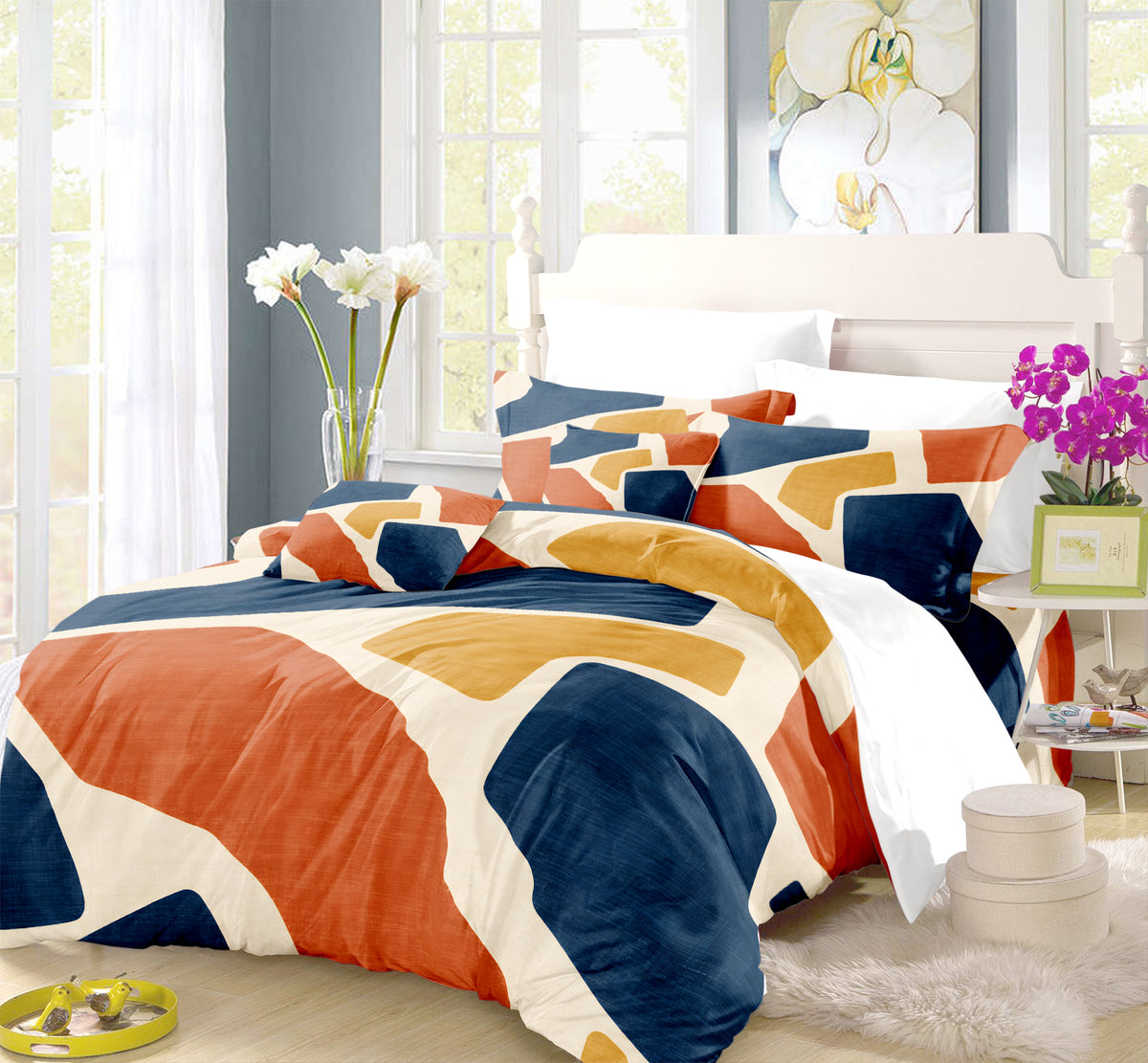 Contemporary Earth & Loom Geometry Duvet Cover Set - Print 36