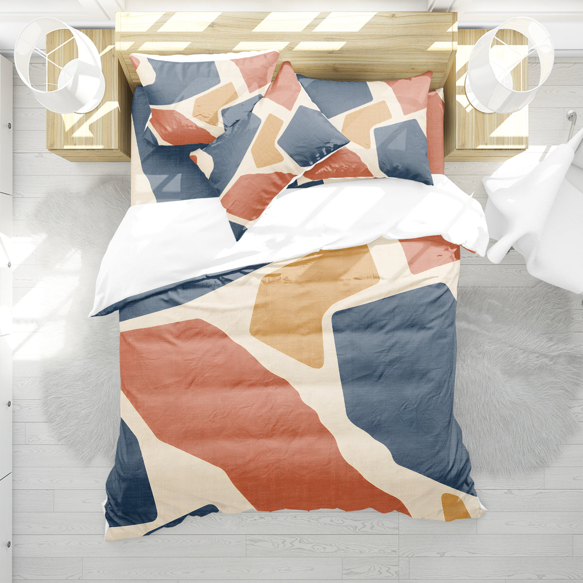 Contemporary Earth & Loom Geometry Duvet Cover Set - Print 35
