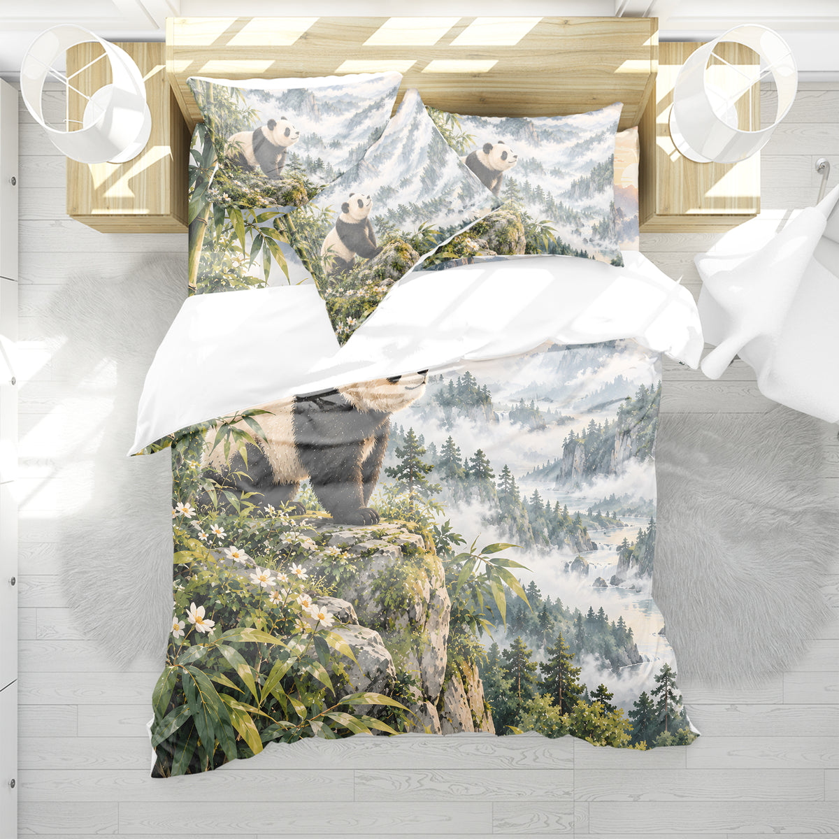 Panda Adult Nature & Quiet Home Duvet Cover Set - Print 11