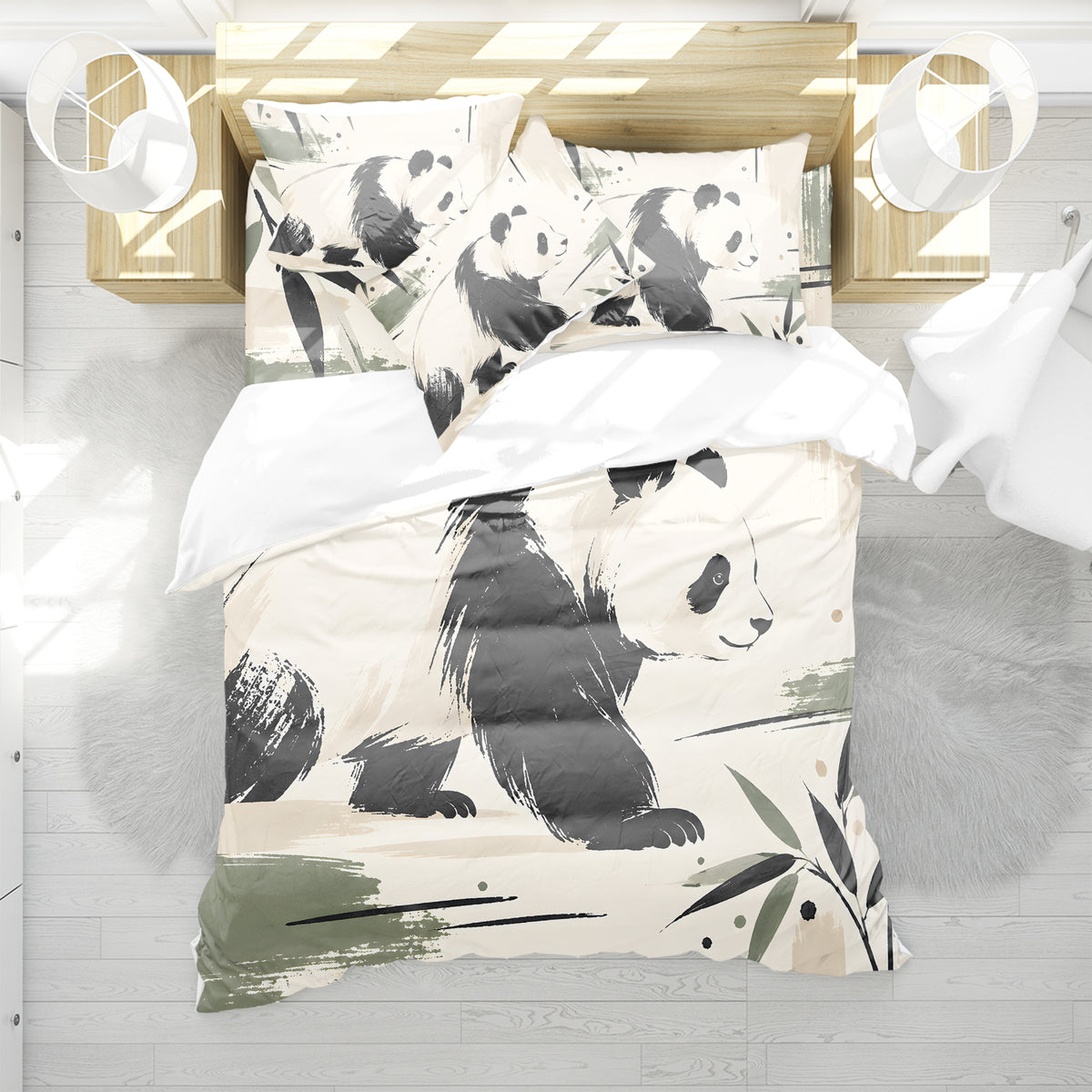 Panda Adult Nature & Quiet Home Duvet Cover Set - Print 17