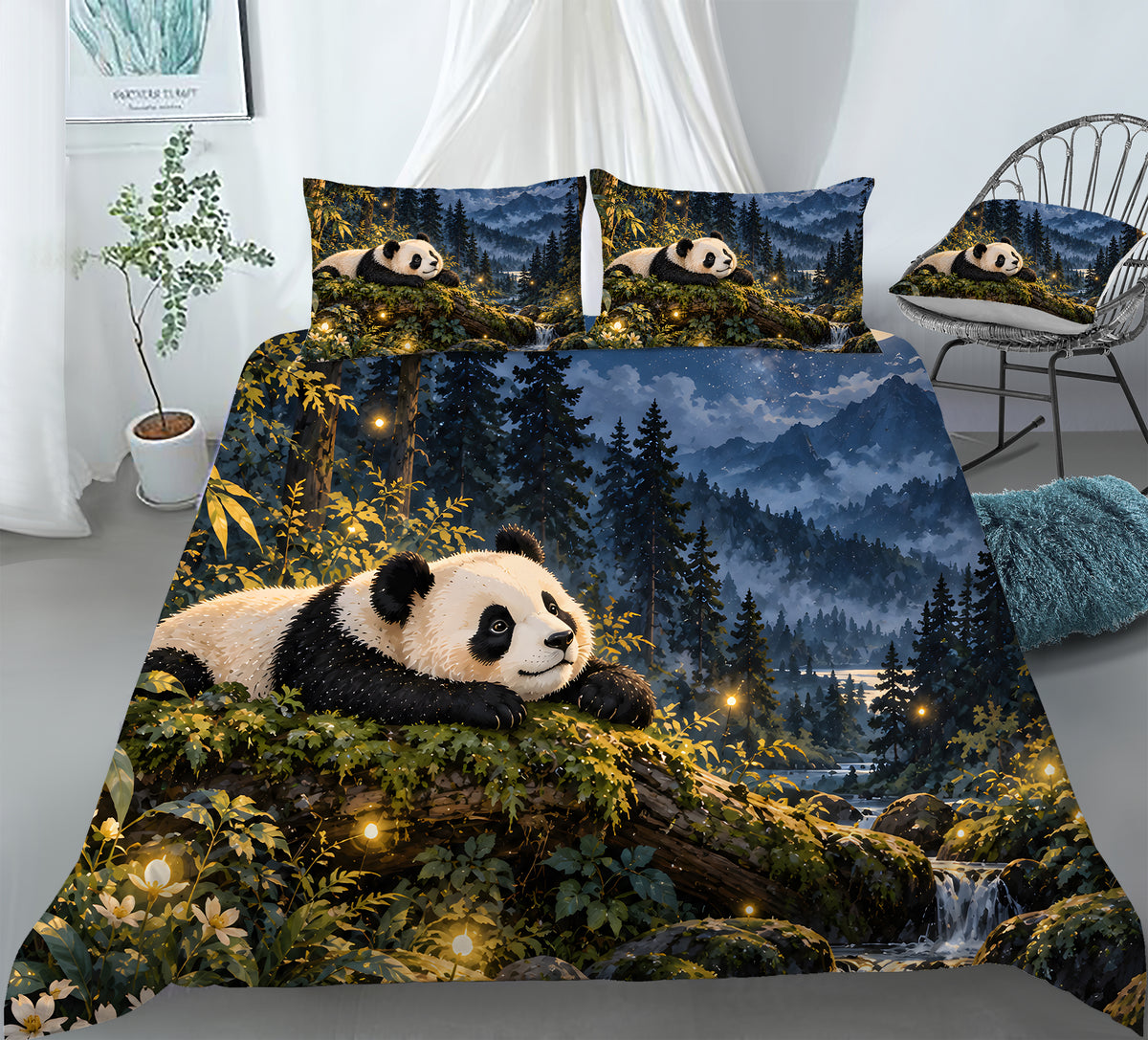 Panda Adult Nature & Quiet Home Duvet Cover Set - Print 21